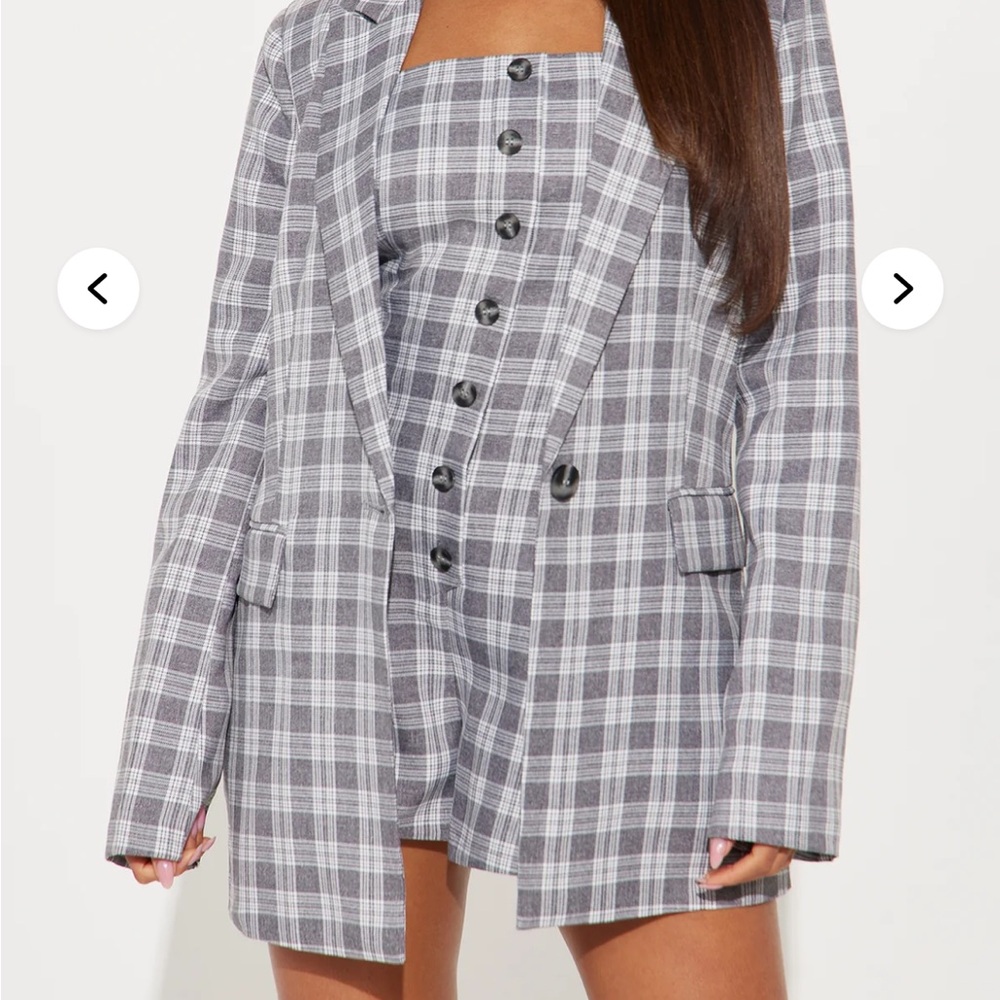 Fashion Nova Gray Plaid Women's Blazer